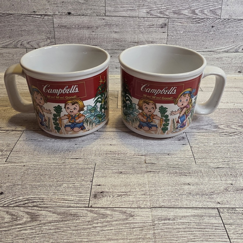Vintage "2" 1993 Campbell's Soup Kids Vegetable Garden Mugs‎ by Westwood